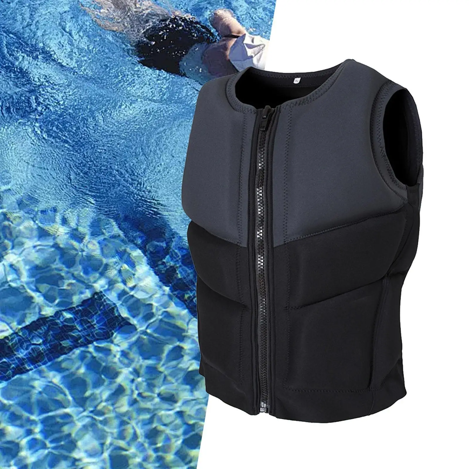 

Life Vest Compact Life Jacket Vest Portable Floating Vest Zipper Life Jacket Water Jacket for Drifting Surfing Kayak Men Adults