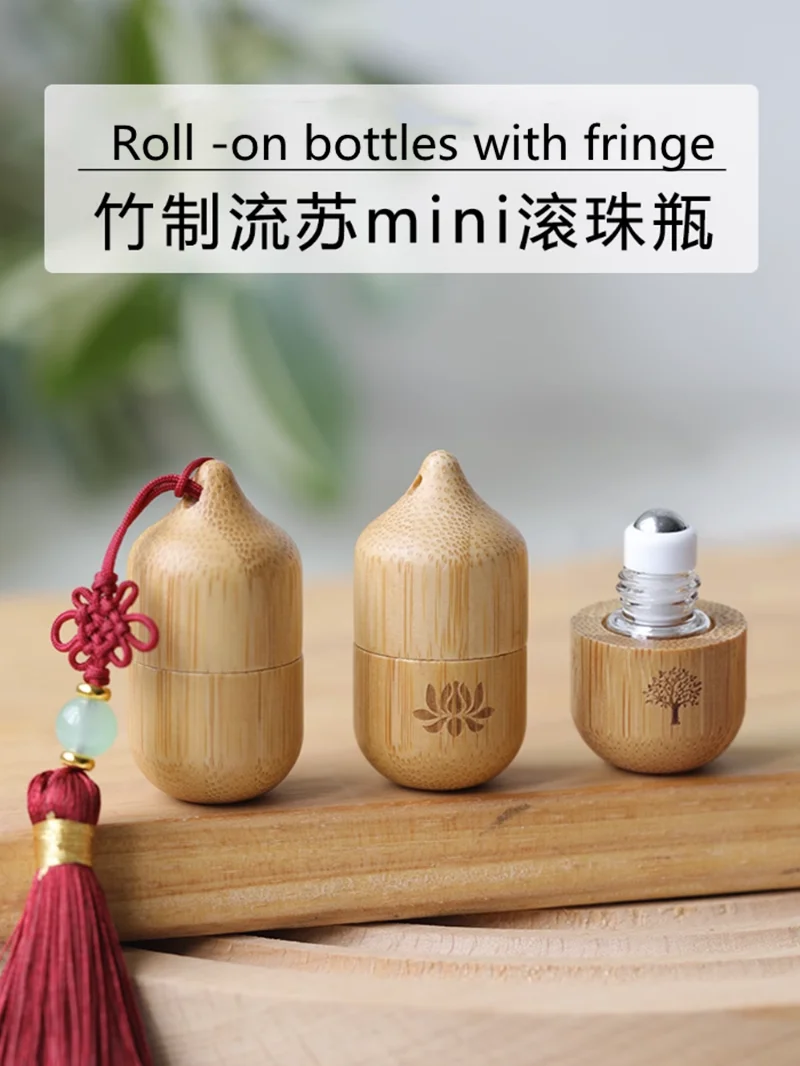 

Wholesale 1ml Bamboo Essential Oil Bottles Perfume Bottles Roll On Bottles Makeup Refillable Bottles With Roller Ball