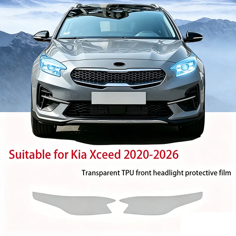 

Fit for Kia Xceed 2020-2026 Transparent Smoked Black TPU Front Headlight Film Anti-Scratch Pre Cut Vinyl Full Protective Sticker