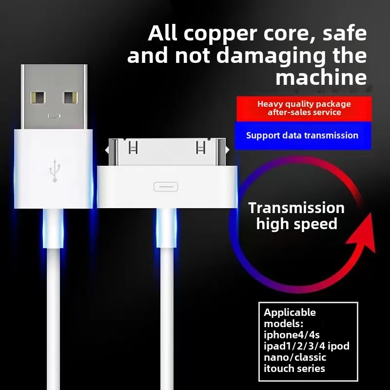 2M USB Data Cable Wire Fst Charging For iPhone 4 s 4s 3GS 3G iPod Nano iPad 2 3 Charger Cable 30 Pin Cargador Charging Kabel