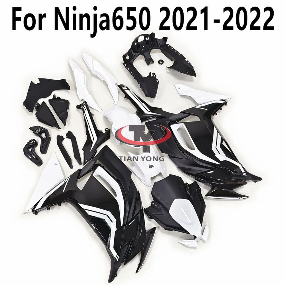 Motorcycle For Ninja650 2021-2022 Full Fairing Kit Fit Ninja 650 Bright black white print High Quality Bodywork Cowling