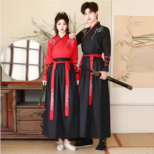 Imagen 2 del producto Conjunto de 2 piezas de traje, ropa tradicional para hombres, ropa Vintage, Cosplay, vestido Hanfu chino, ropa bordada para mujeres, estilo étnico