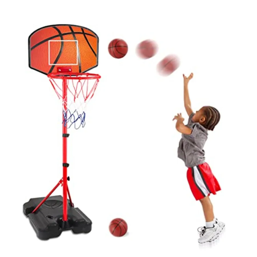 

Basketball Hoop for 1 2 3 4 5 6 Year Old Stand Adjustable Height 3.5ft-5.3ft Toddler Boy Basketball Hoop Indoor Mini Basketball