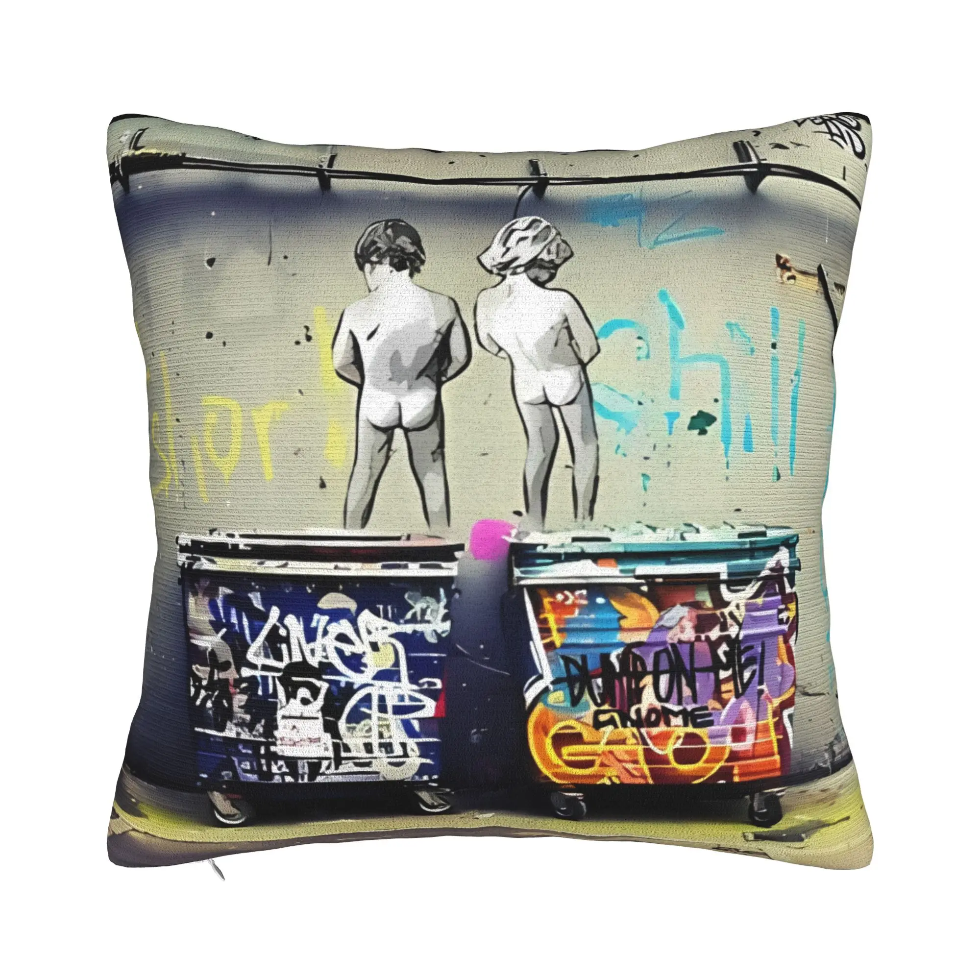 Banksy Chill The Duck Out For Porch Patio Couch Sofa Living Room Outdoor Pillowcases banksy Pillow Cover Zipper Closure