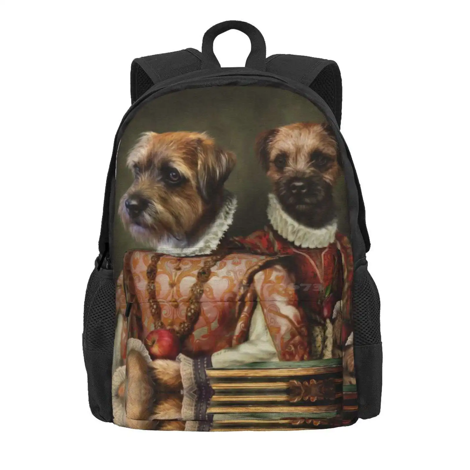 Border Terrier Dog Portrait - Holly And Ivy Hot Sale Schoolbag Backpack Fashion Bags Terrier Art Border Terrier Dog Pompous