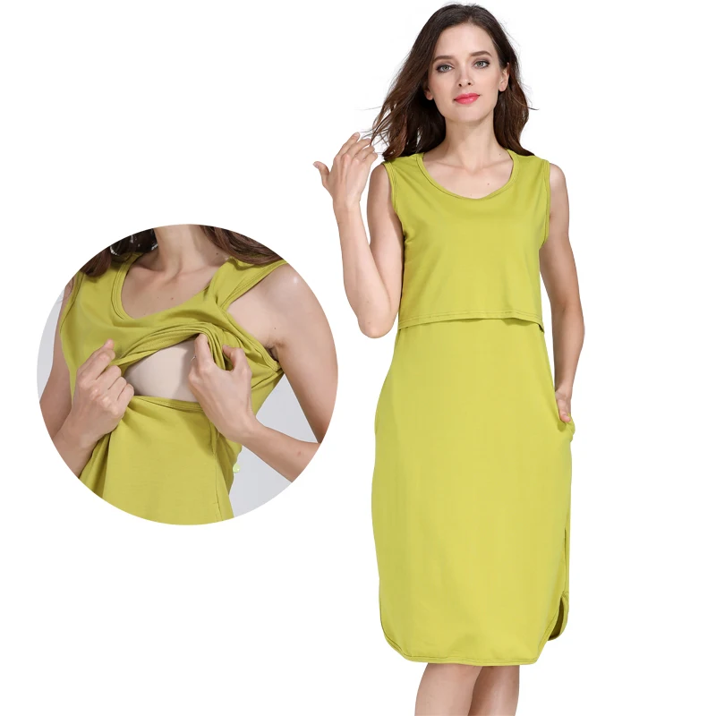 

Dress for Nursing Summer Cotton Feeding Dress Maternity Clothes Dress For Pregnant Women Sleeveless Breastfeeding Lactation Wear