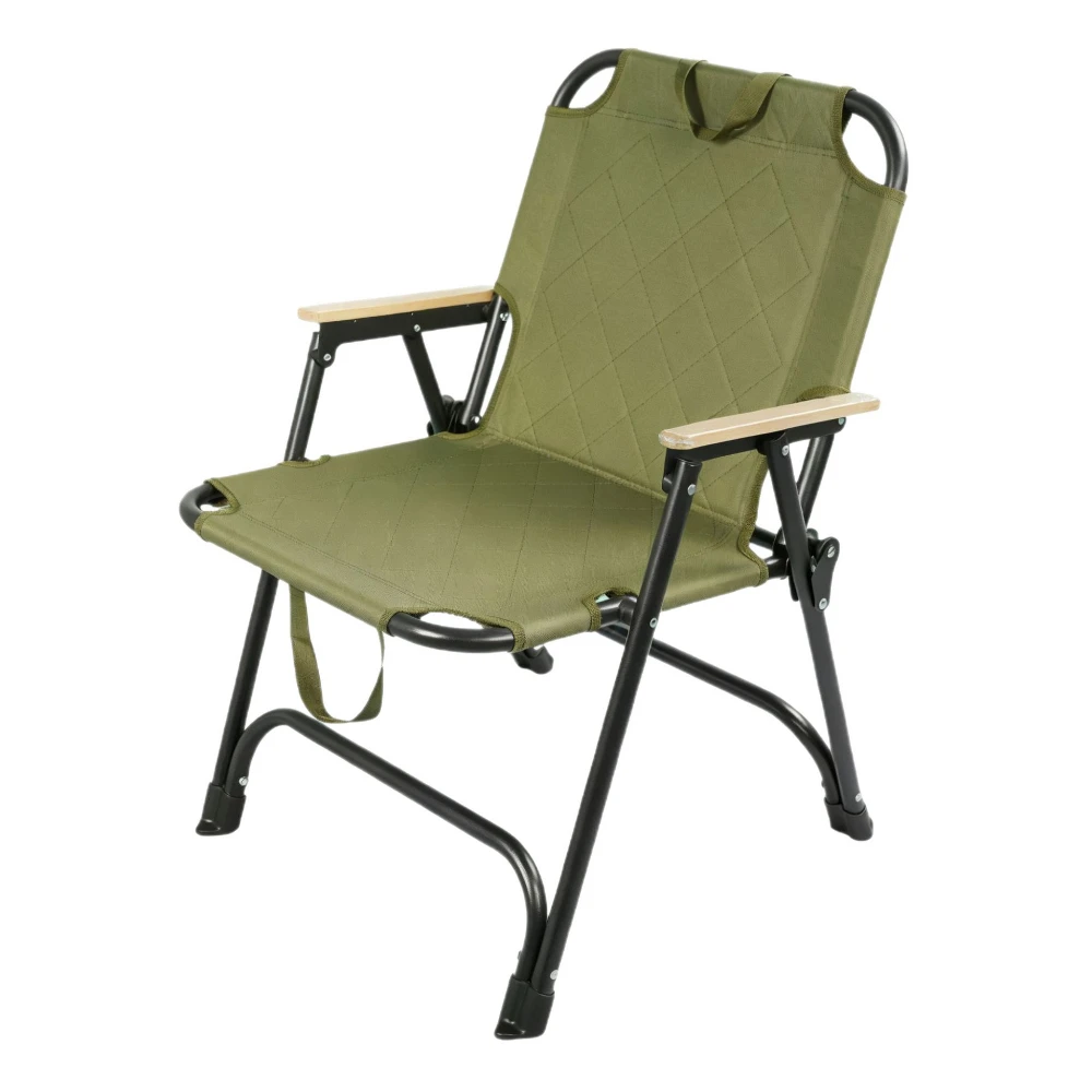 Portable Foldable Kermit Chair Duty Outdoor Camping Fishing Stool with Wooden Armrest Oxford Cloth Lawn Picnic Fold Up Chair