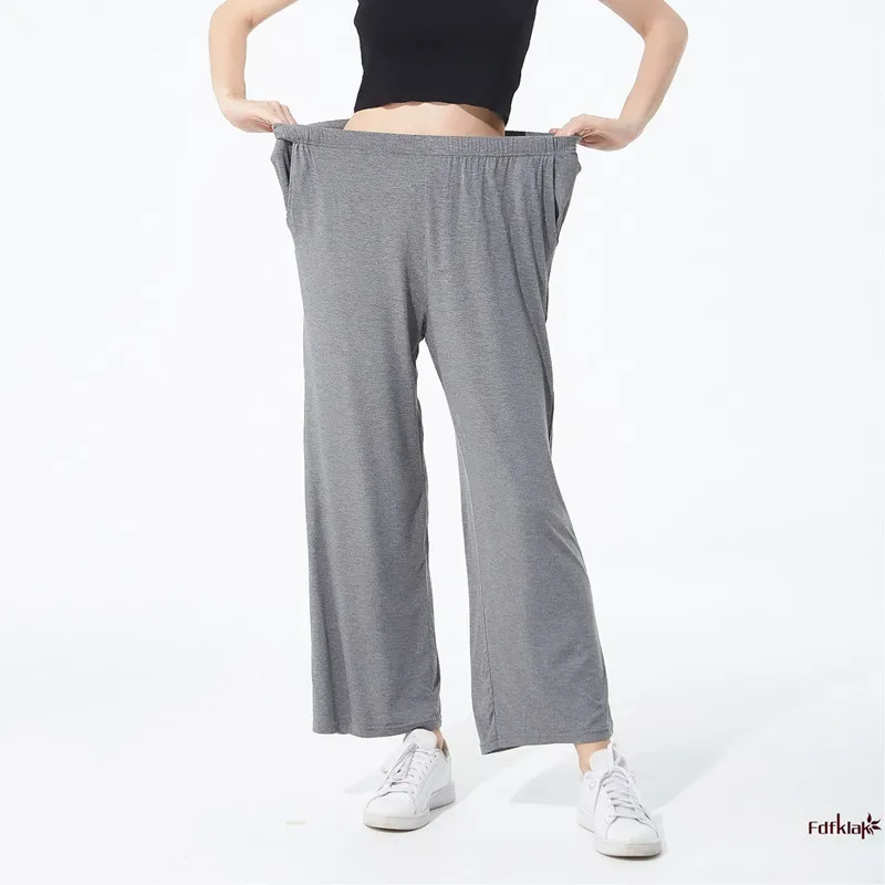 女性用の特大パジャマパンツ,ハイウエスト,コットン,モーダル,ストレートパンツ,スリーピングパンツ,7XL,新品,秋冬