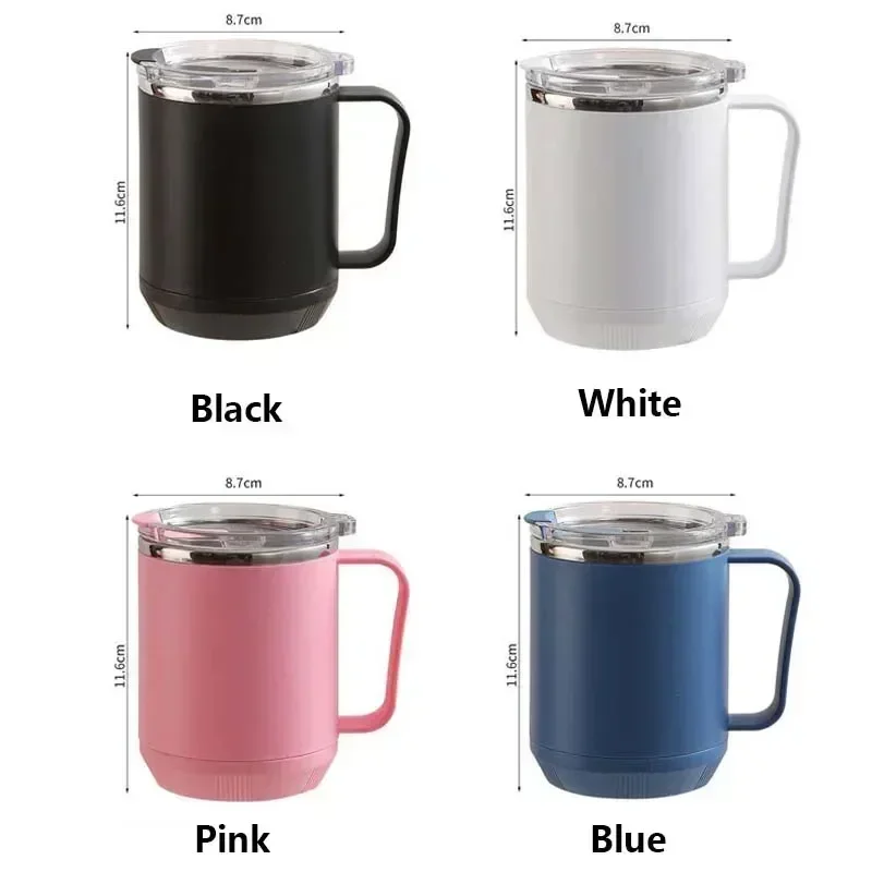 460ml Insulated Coffee Mug with Handle 304 Stainless Steel Bottle Thermal Drinkware Can Be Heated Milk Mug 2 Layer Coffee Cup