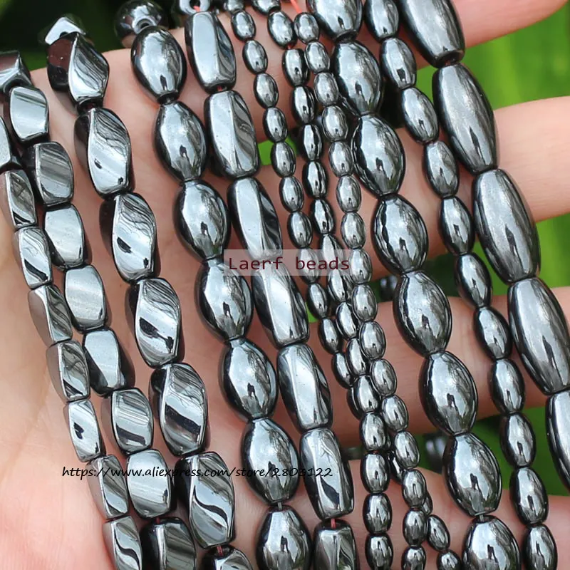 Natural Hematite Oval  4sides Twist Loose Beads ,For DIY Jewelry Making !