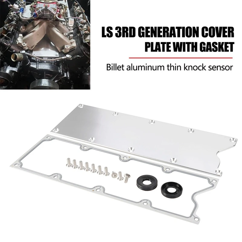 LS Gen 4 Valley Pan Cover Plate With Gasket Bolts Kit Parts For LSX LS1 LM7 LR4 LQ4 LS6 L59 LM33 LQ9 LM4, 12598832 12610141