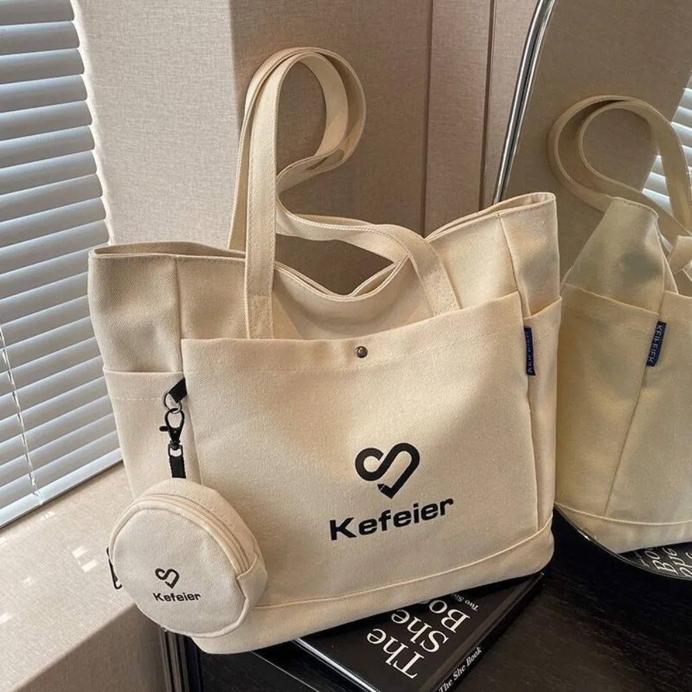 

Korean Style Canvas Underarm Tote Bag with Small Wallet Versatile Women's Shoulder Bag Casual Large Capacity Student Handbag