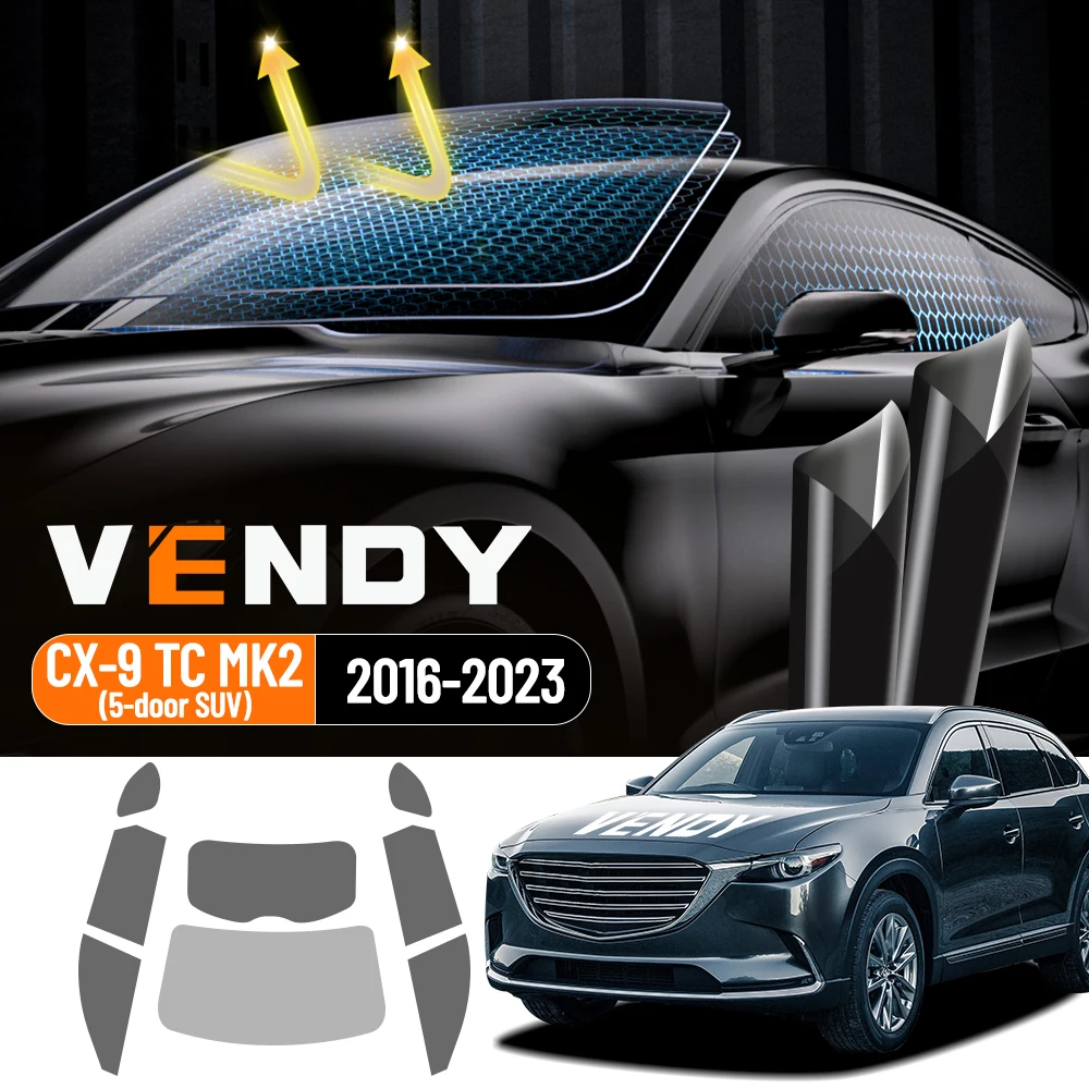 

For Mazda CX-9 CX9 TC MK2 2016-2023 Pre-Cut Easy Install Car Window Tint Film Kit Solar Tinted Film Privacy,Heat &UV Protection