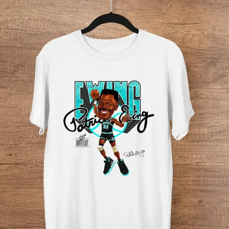 Patrick Ewing Caricature-Camiseta blanca para hombre, todas las tallas S a 5Xl