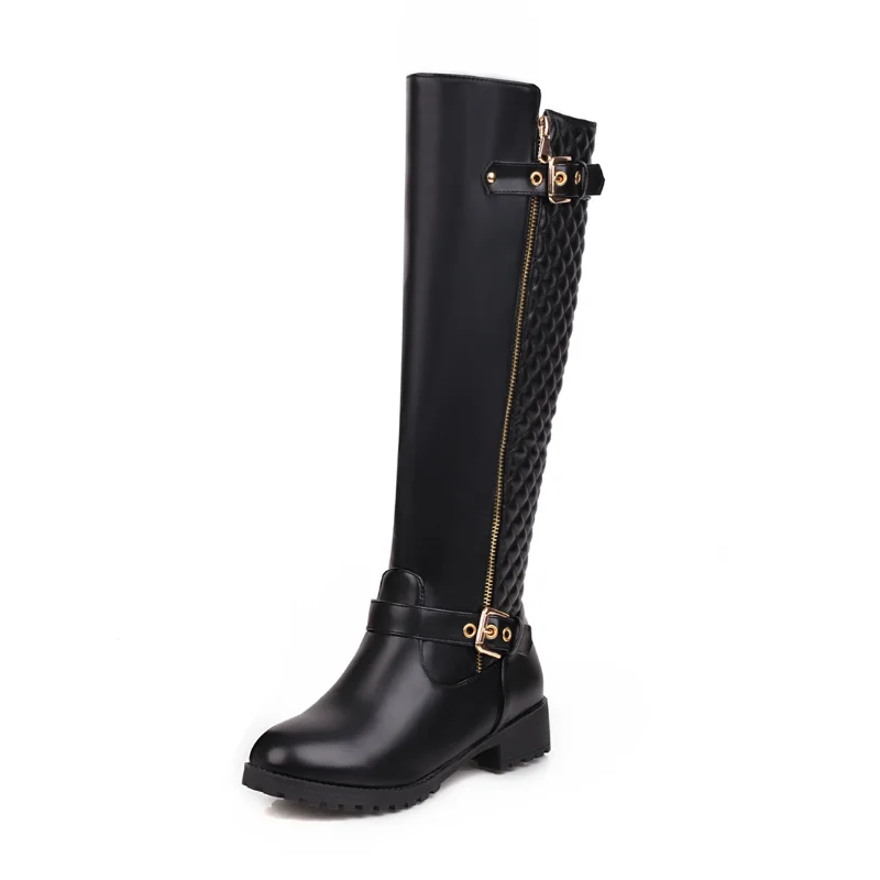 2023 new antumn winter women long boots plus size 22-27 cm grid splicing side zip fashion knee high boots women modern Boots