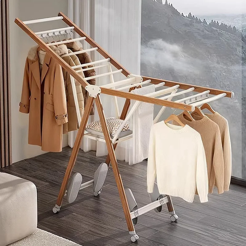 Foldable Aluminum Alloy Floor Drying Rack for Balcony Quilt Hanger Space Saving Laundry Helper