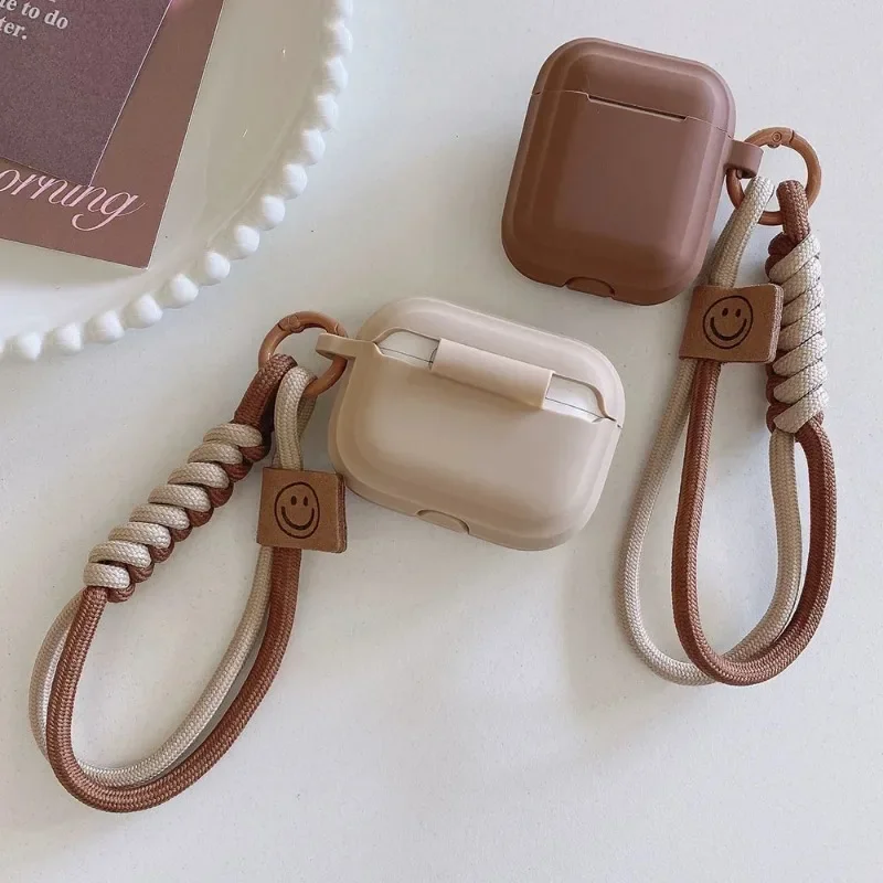 caramel color soft silicone earphone case with bracelet fall prevention couple For airpods 4 3 pro 2 bluetooth charging box case