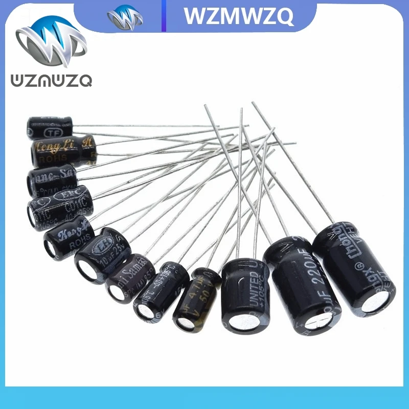 120 Buah 12 Kit Nilai 1UF-470UF Paket Kapasitor Elektrolit 1UF 2.2UF 3.3UF 4.7UF 10UF 22UF 33UF 47UF 100UF 220UF
