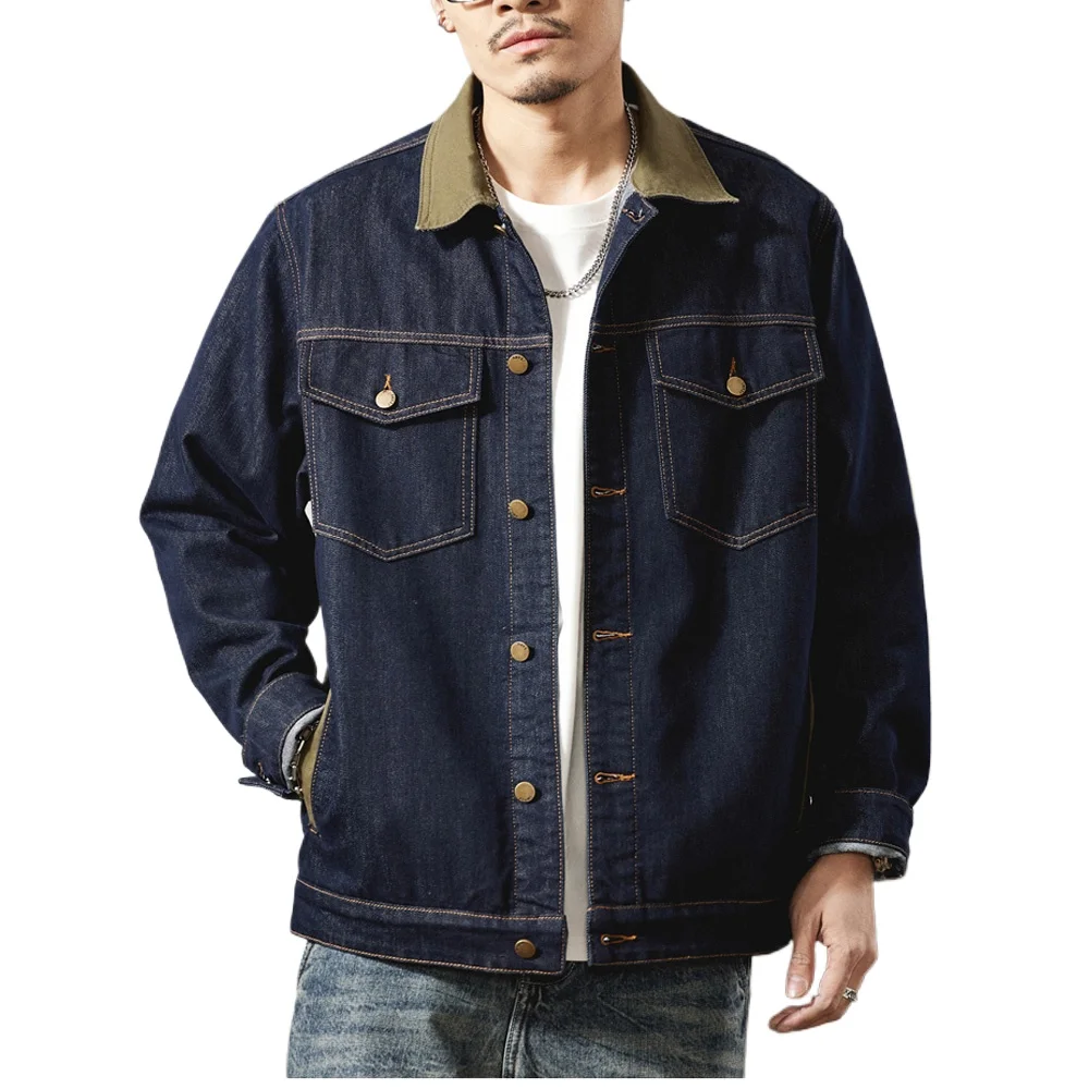

7XL 6XL Plus Size Denim Jacket Men Fashion Streetwear Loose Casual Oversize Denim Cargo Jacket Jeans Coat Outerwear