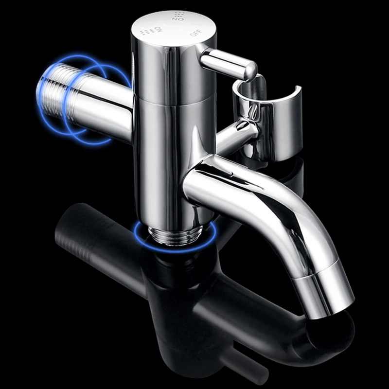 Double Faucet Wall Mount Brass Washing Machine Mop Faucet Multi-function Outdoor Balcony Bathroom Kitchen Water Laundry Bibcock