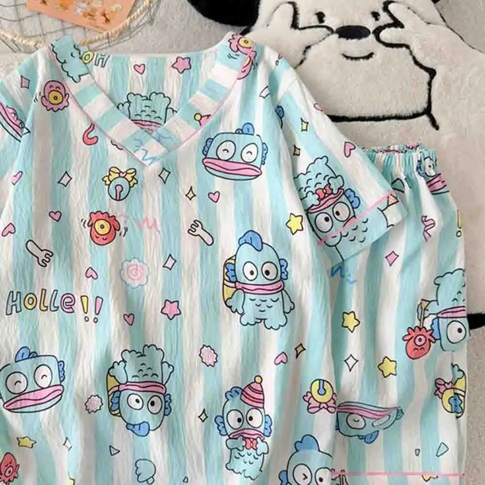 Sanrio Hangyodon Women's Pajama Set Kawaii Cartoon Summer New Loose Casual Pajama Cute Fashion Women's Home Clothes Gift 2025 view 2