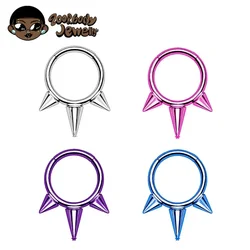 G23 Titanium Nose Piercing Anodized Gothic 16G Pointed Cone Ring Cartilage Tragus Daith Helix Clicker Septum Punk Body Jewelry