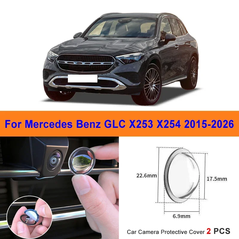 

360 Reverse Image Car Camera Cover Anti-Scratch PC Lens Protector Stickers For Mercedes Benz GLC X253 X254 2015-2026 2Pcs