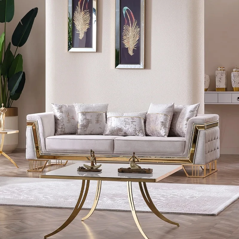 Sofá de luxo moderno design sala de estar shopping tecido combinação macia sofá