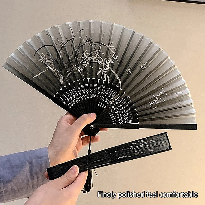 Vintage Silk Folding Fan Chinese Art Crafts Gift Home Decorations Dance Hand Fan Bamboo Room Decor Bamboo Fans