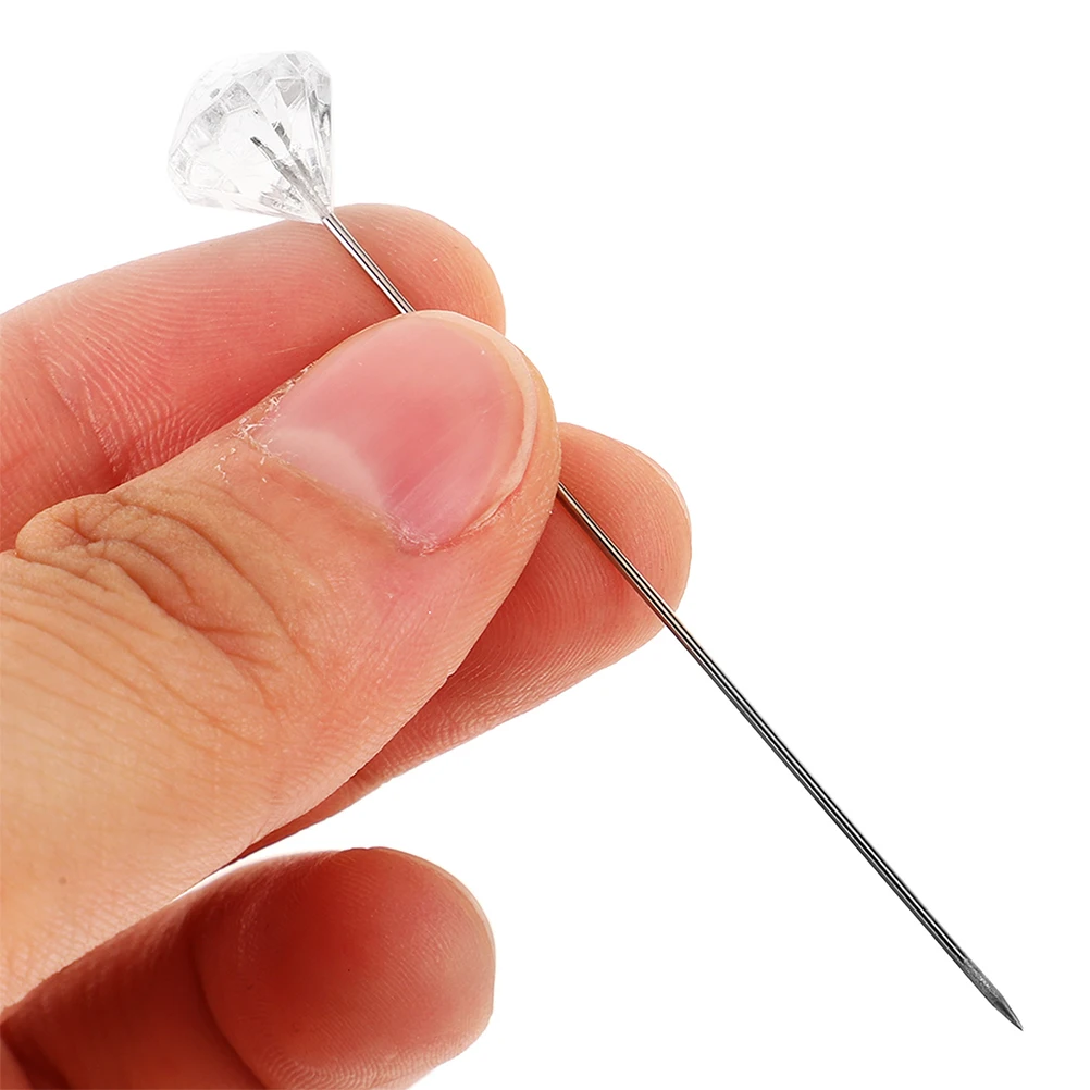 

300Pcs Clear Straight Pins with Rhinestone Heads for Hand Sewing Quilting Garment Construction Fixing Sewing Pin Craft Needle