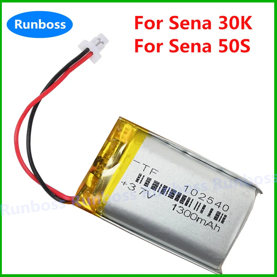 Battery For Sena 30K, Sena 50S Motorcycle Bluetooth Headset, Helmet Intercom 3.7V 1300mAh 102540 Rechargeable Li-Polymer Battery