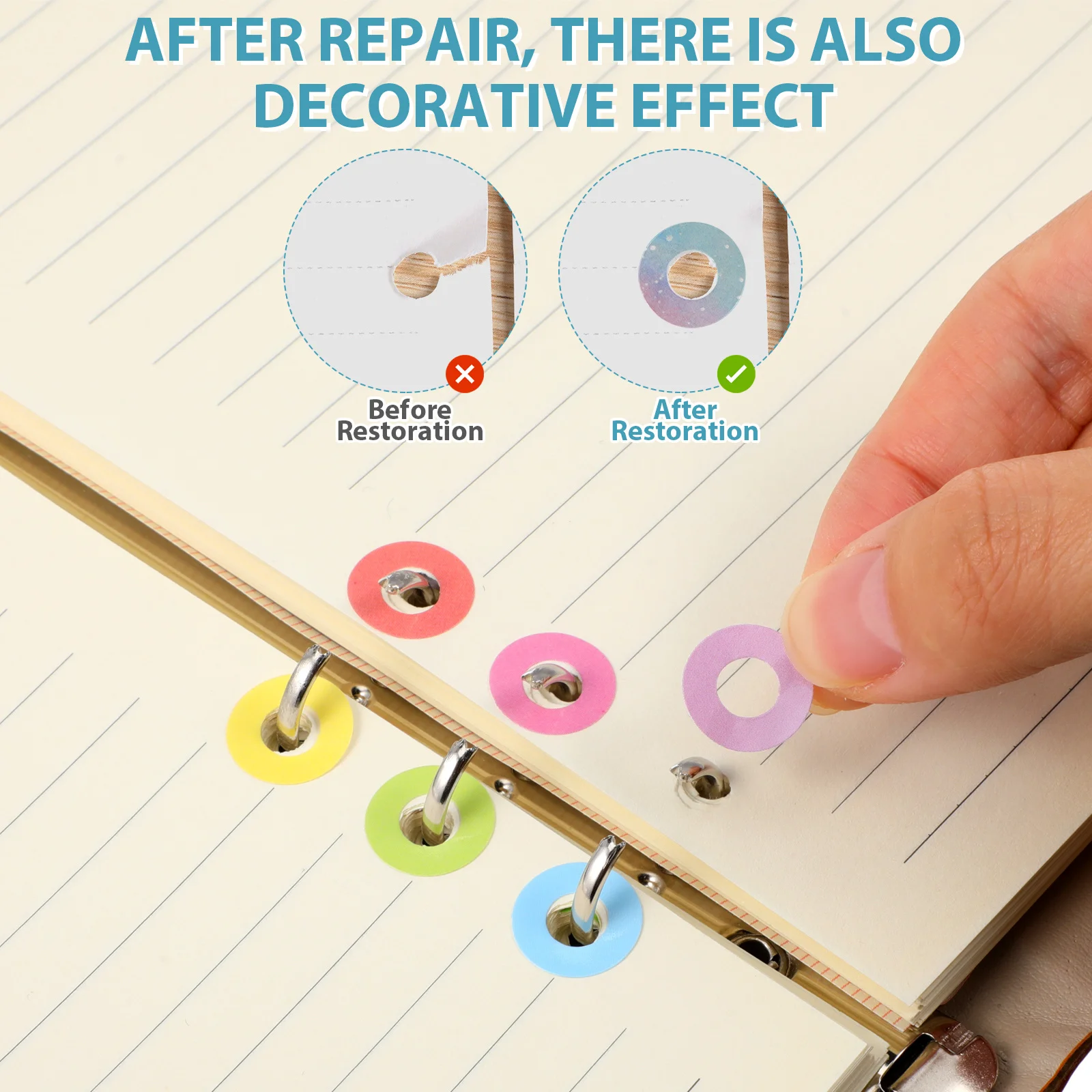 Hole Reinforcement Stickers Self-Adhesive Tear Resistant Paper Circles For Loose Leaf Notebooks Binders Repair