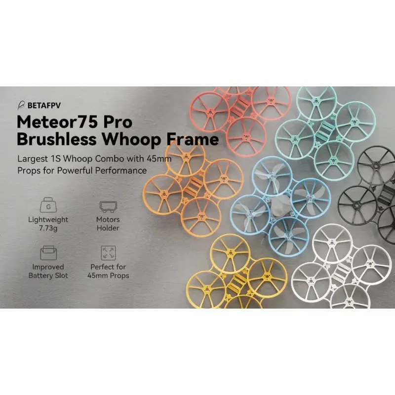 Meteor75 Pro 1S Micro Brushless Whoop Frame Kit, voor BETAFPV FPV Racing Drone Quadcopter DIY Build, lichtgewicht en duurzaam
