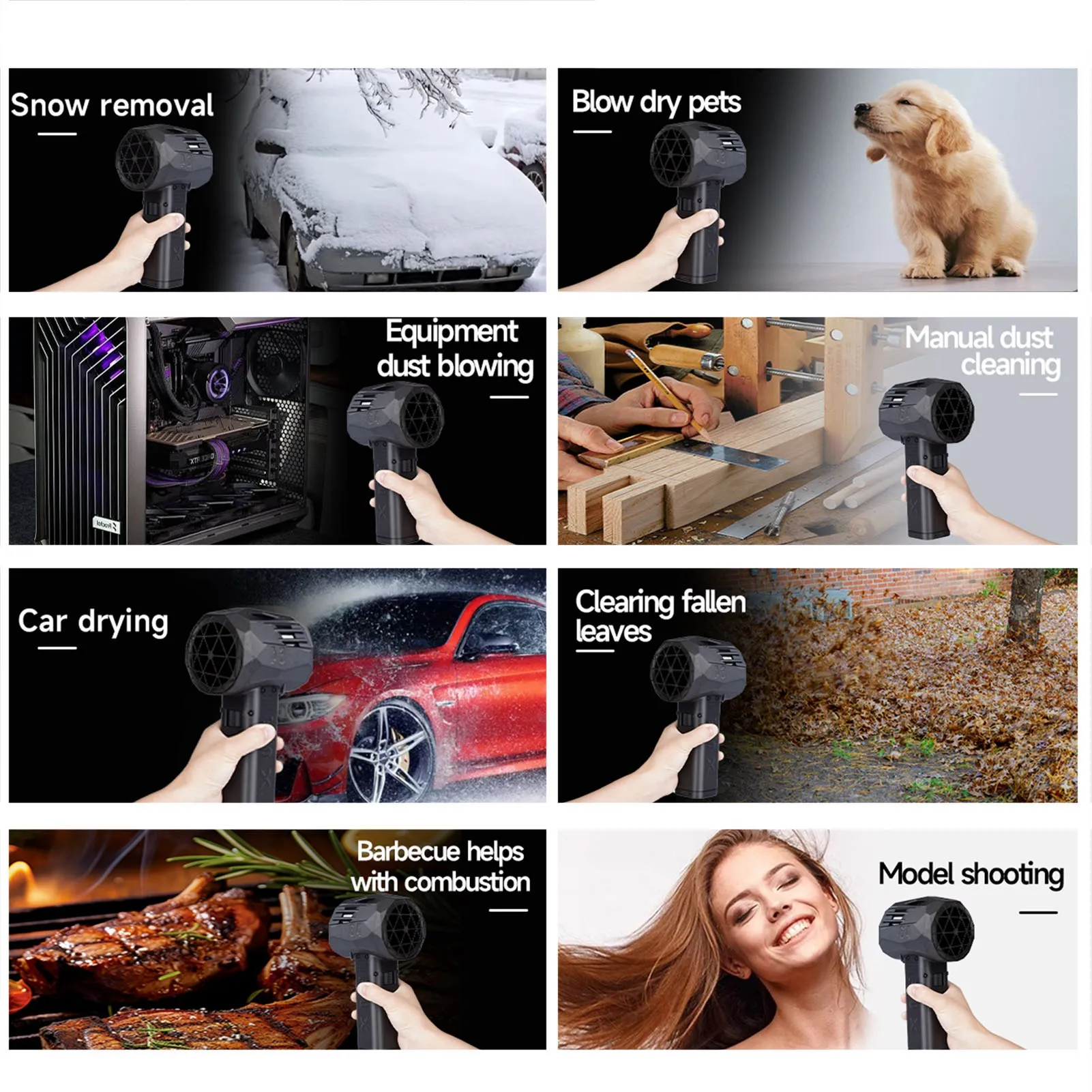 Turbo Ventilatore Motore Brushless 64mm Spinta 1500g 60W Ricarica Regolazione continua della velocità Potente Turbofan per Soffiare la neve