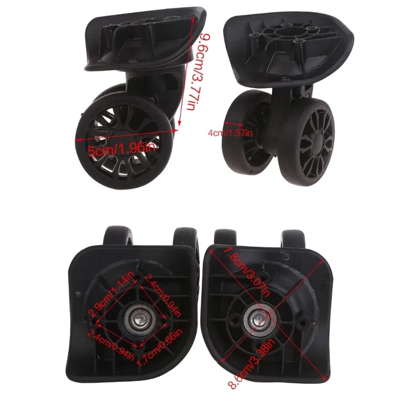 2 Chiếc A89 Xe Đẩy Bánh Thay Thế Vali Hộp Hành Lý Bánh Xe Đôi Hàng 360° Spinner Sửa Chữa Hạng Nặng Bánh Xe