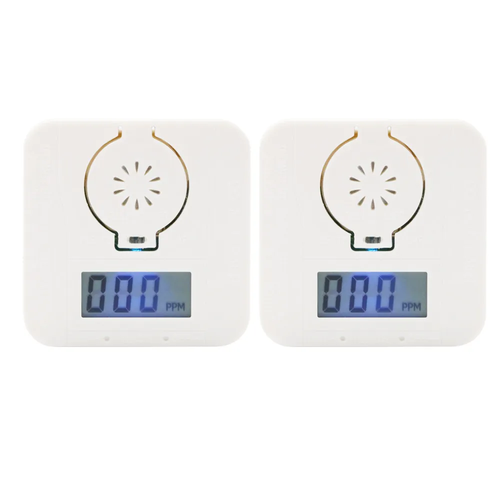 

2Pcs Carbon Monoxide Co Security Alarm LCD Display High Sensitivity Sound Light Warning Low Power Reminder No Wiring