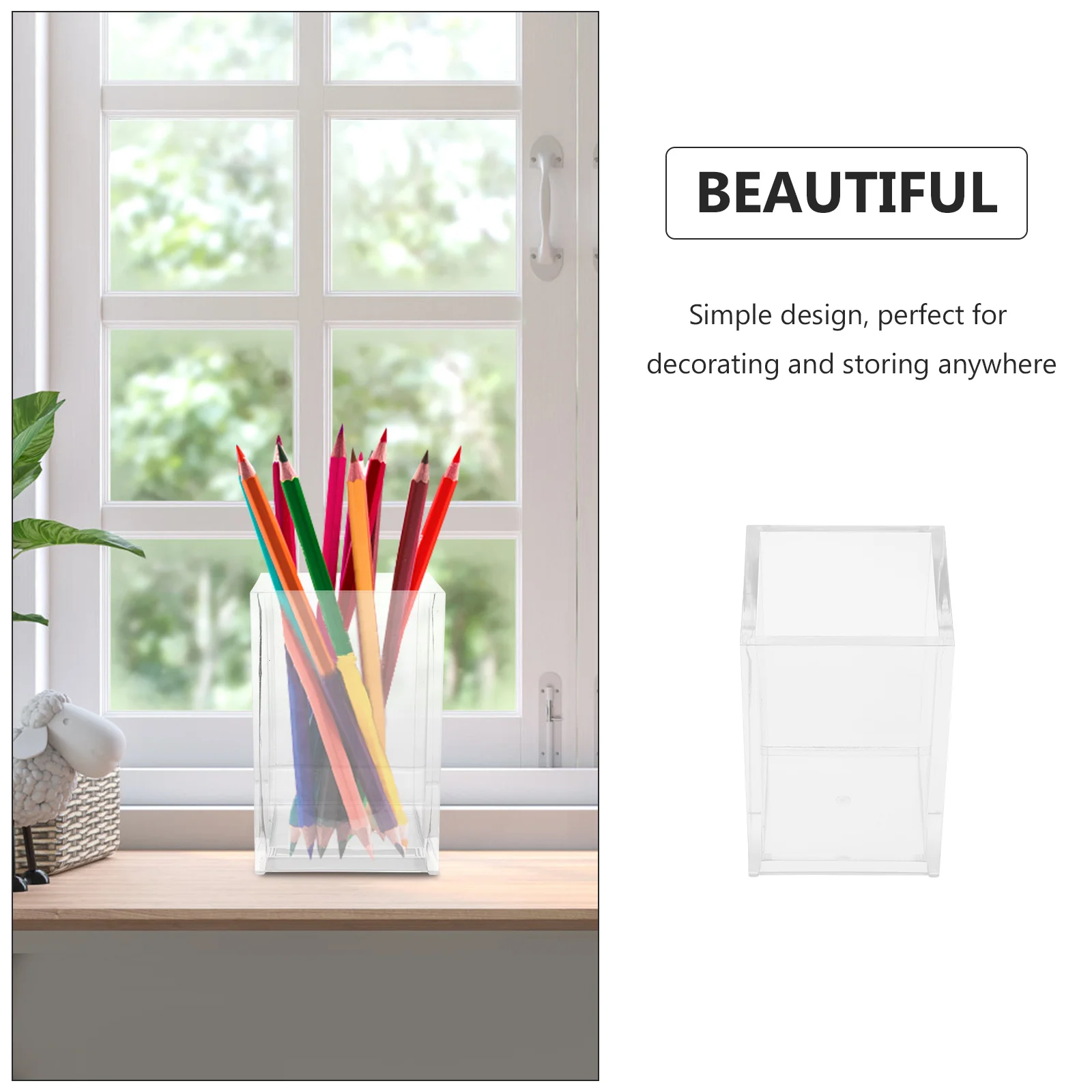 2 قطعة حامل قلم أكريليك شفاف منظم قرطاسية حاوية تخزين متعددة الأغراض حامل فرشاة سطح المكتب وعاء قلم رصاص للمكتب