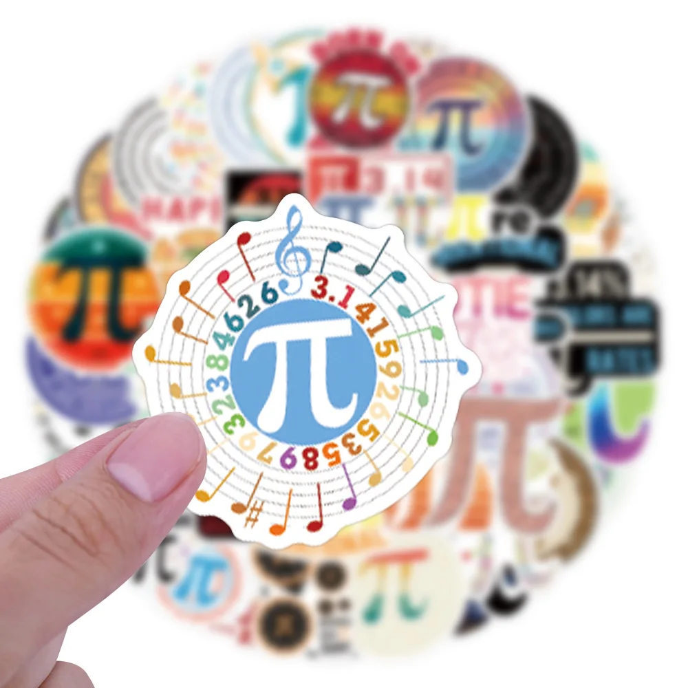 

10/55PCS π Cartoon Stickers Funny Pi Day Graffiti Math Cartoon DIY Decoration Laptop Guitar Car Bike Skateboard Decals Kids Toys