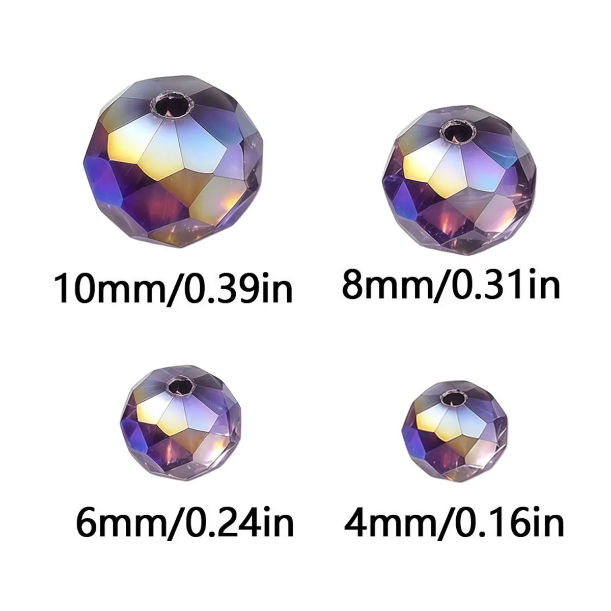 4-10mm Violet AB Color Faceted Rondelle Crystal Glass Beads Loose Spacer Bead For DIY Bracelet Necklace Jewelry Making Supplies