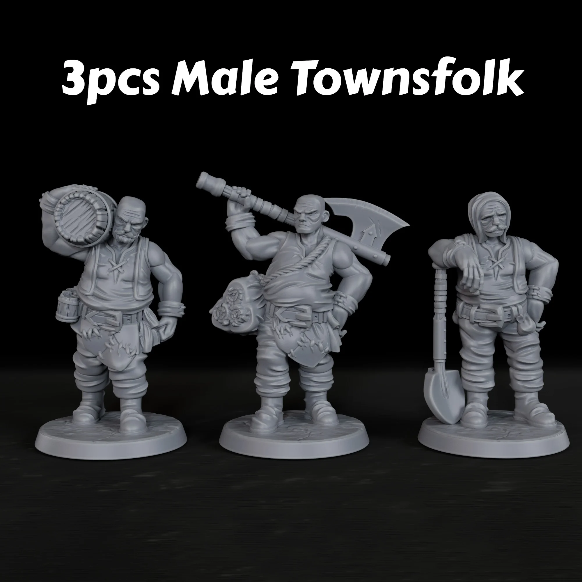 3pcs Male Townsfolk Miniature - Great Christmas & Halloween Accessory for Classic RPG Tabletop Game, Collectors' First Choice