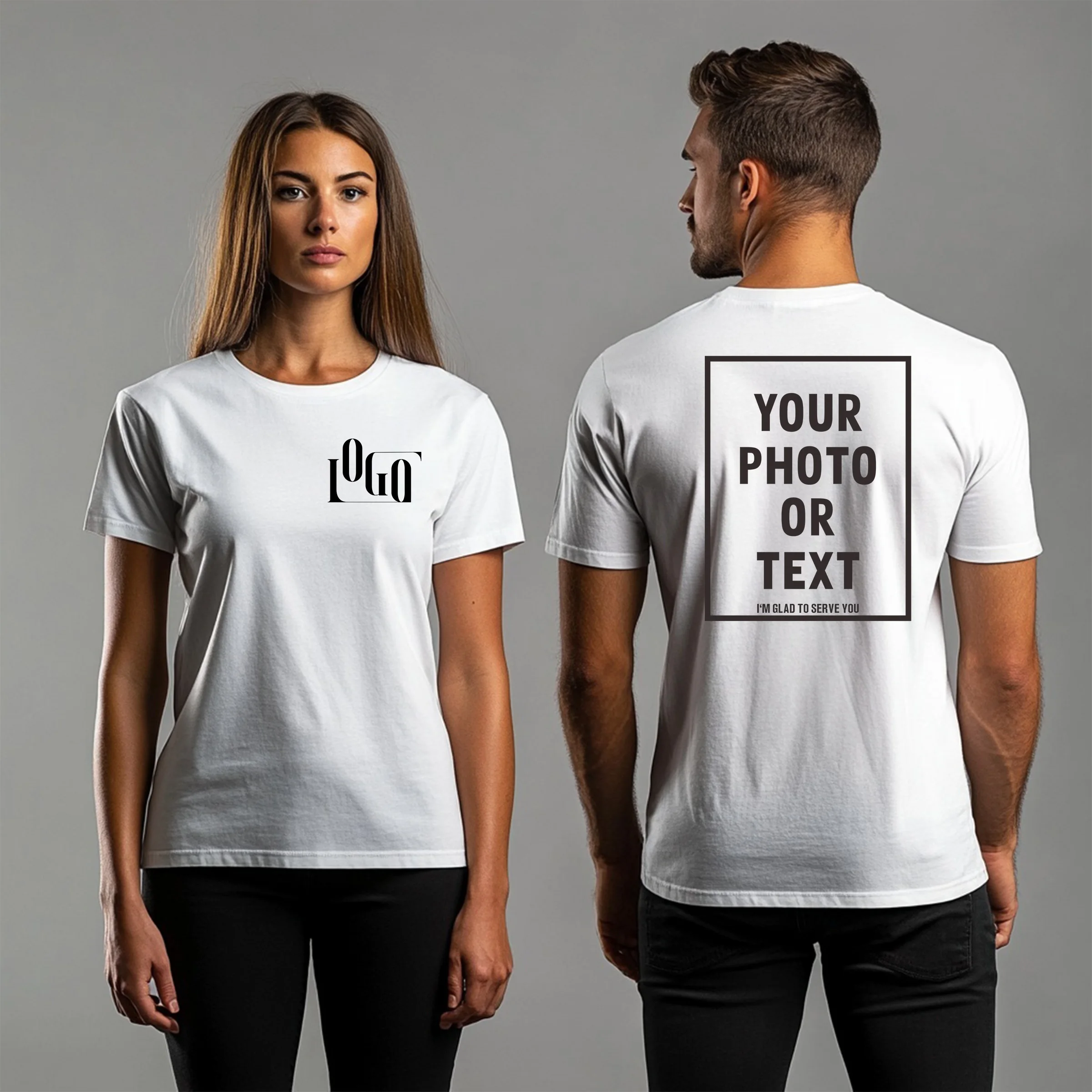 

Customized Printed Casual T-shirt DIY Your Own Design Like Photos or Logo White T-shirt Fashion Customized Men's Top T-shirt
