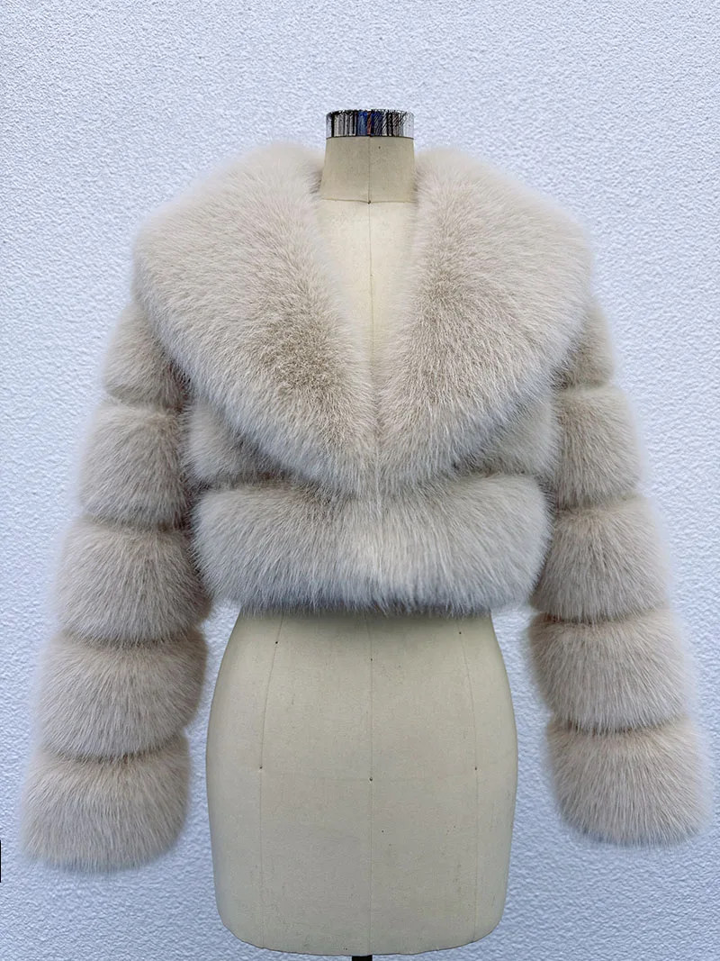 Item Number 0115X Iconic Street Fashion Week Luxury Cropped Faux Fur Coat Women Winter Hot Cool Girls Fluffy Fur Short Jacket