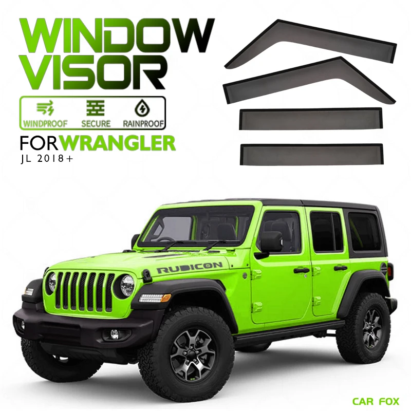 

For Je-ep Wrangl 2016 2017 2018 2019 Plastic Window Visor Vent Shades Sun Rain Deflector Guard FOR Je-ep Wrangler 2020 2021 2022