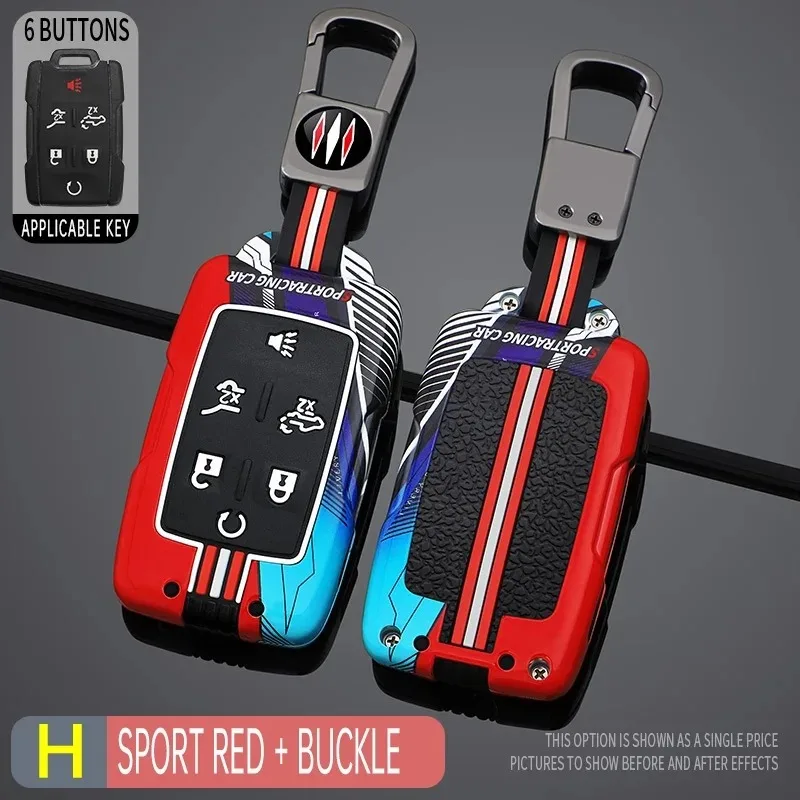 Racing style Car remote key case cover for Chevrolet Colorado Silverado 1500 2500HD 3500HD GMC Yukon Sierra Canyon 4 5 6 button