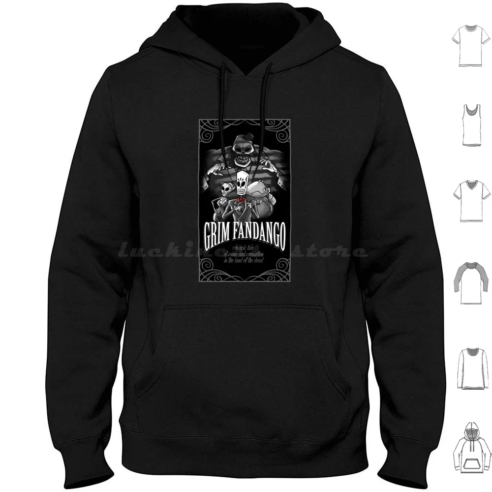 Grim Fandango Classic . Hoodie cotton Long Sleeve Grim Fandango Manny Calavera Video Games Grim Reaper Point And Click