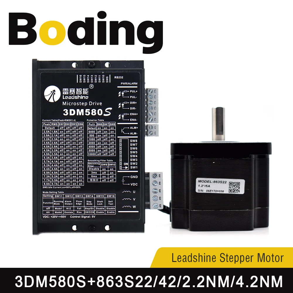 

Boding Leadshine Stepper Motor Nema34 863s22 863s42 2.2nm 4.2nm And 3dm580s Stepper Driver