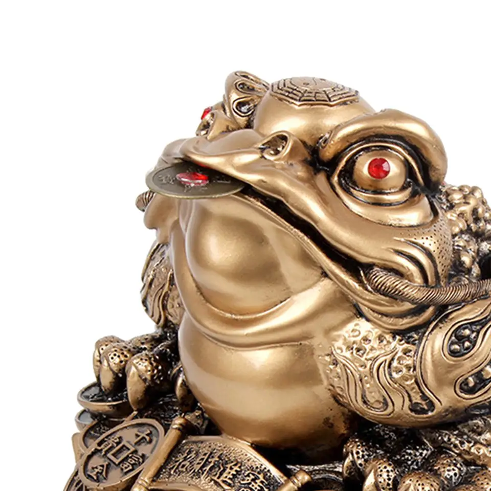 樹脂製の中国のラッキーなお金のカエルの像、3つの脚のtoad、新築祝い