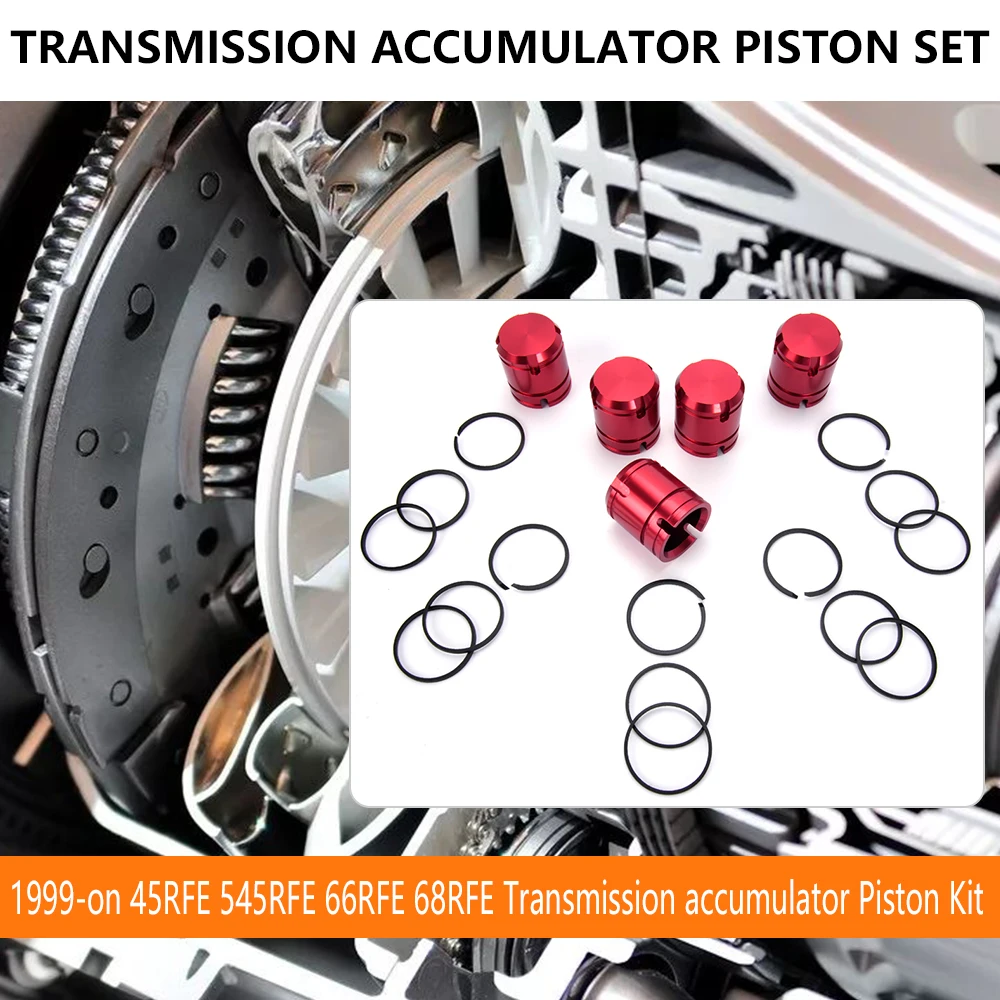 ZS 5pcs Transmission Accumulator Piston Set Red For Chrysler 45RFE 545RFE 66RFE 68RFE 1999-on For Dodge Jeep Ram 44894-01MK