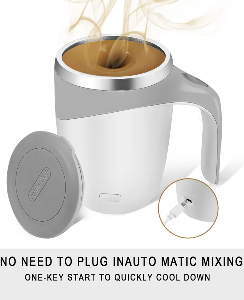 

380ml Automatic Self-Stirring Mug 304 Stainless Steel Rechargeable Magnetic Mug Milk Mixing Cup Smart Mixer Water Bottle