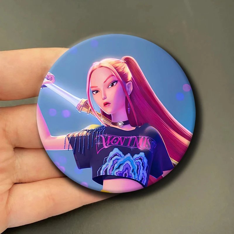 58mm Anime Character Mira Soft Button Pin Demon Hunters Mira Cartoon Brooch Creative Badge for Backpack Clothes Decoration Gift